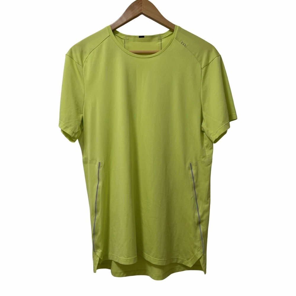 Lululemon Mens Fast Free Running Short Sleeve T Shirt Size M Yellow Gym Workout